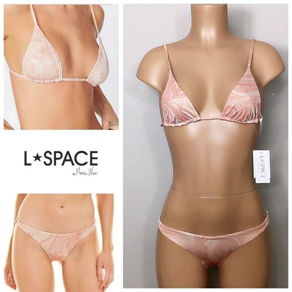 New. L*SPACE metallic swirl bikini set. Retails $198 small